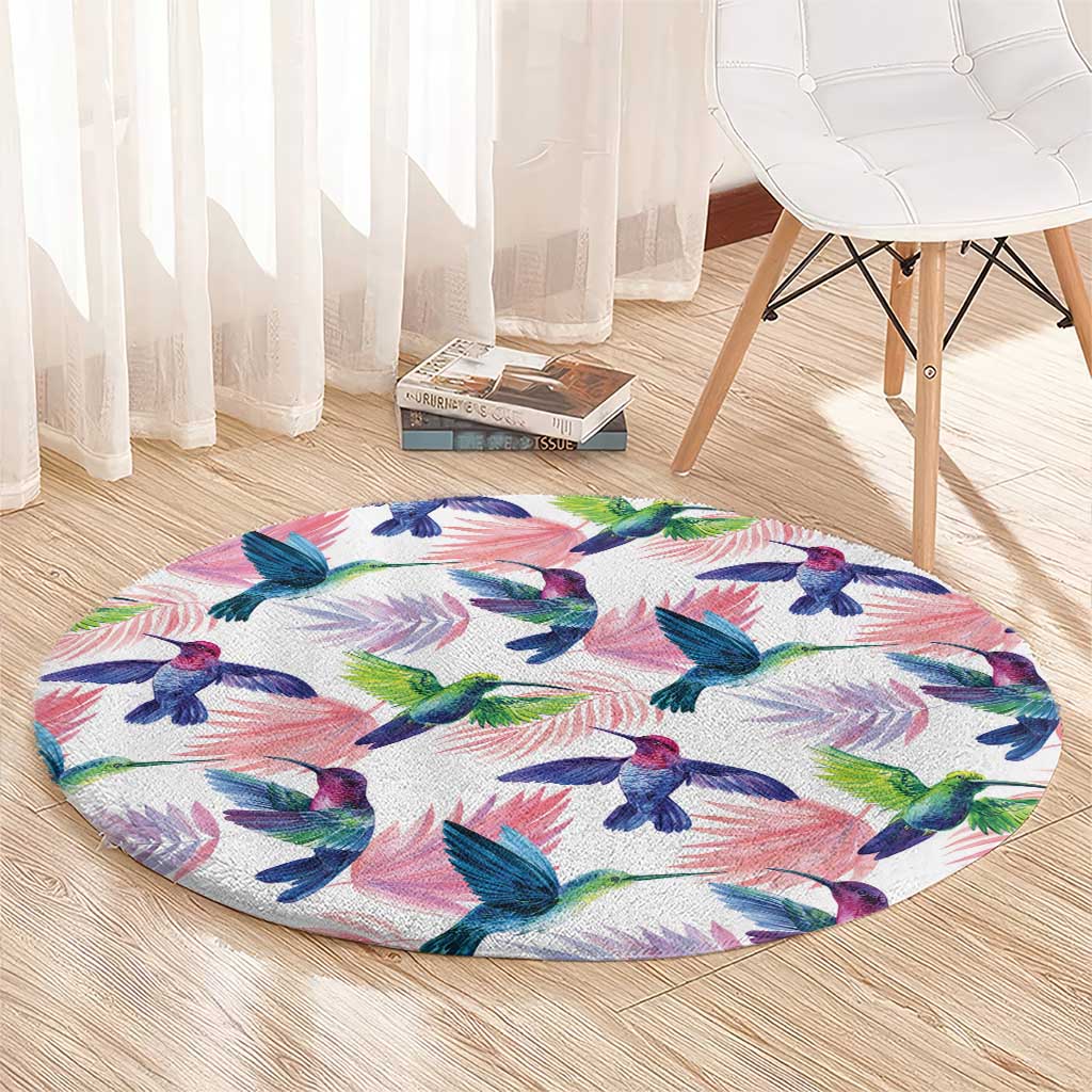 Hummingbirds Colorful Round Carpet Unique Stylized - Wonder Print Shop