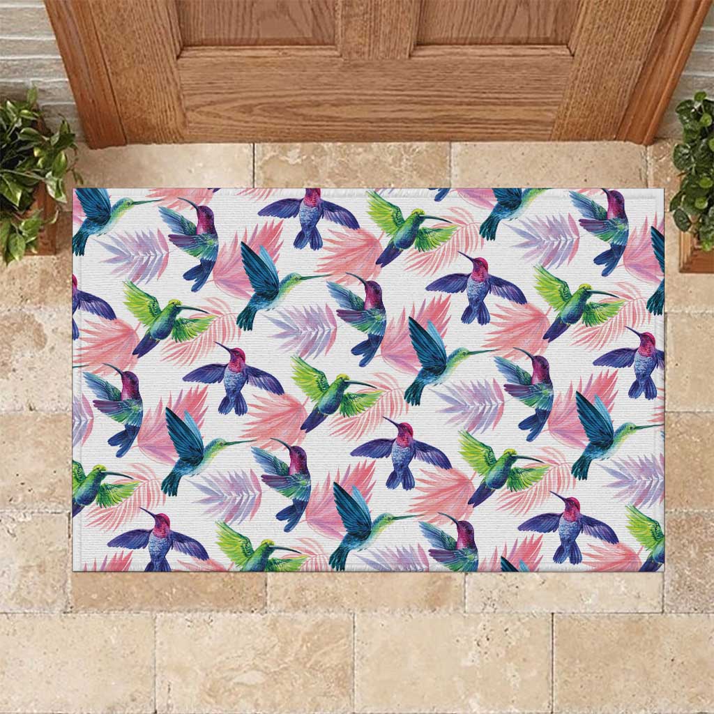 Hummingbirds Colorful Rubber Doormat Unique Stylized - Wonder Print Shop