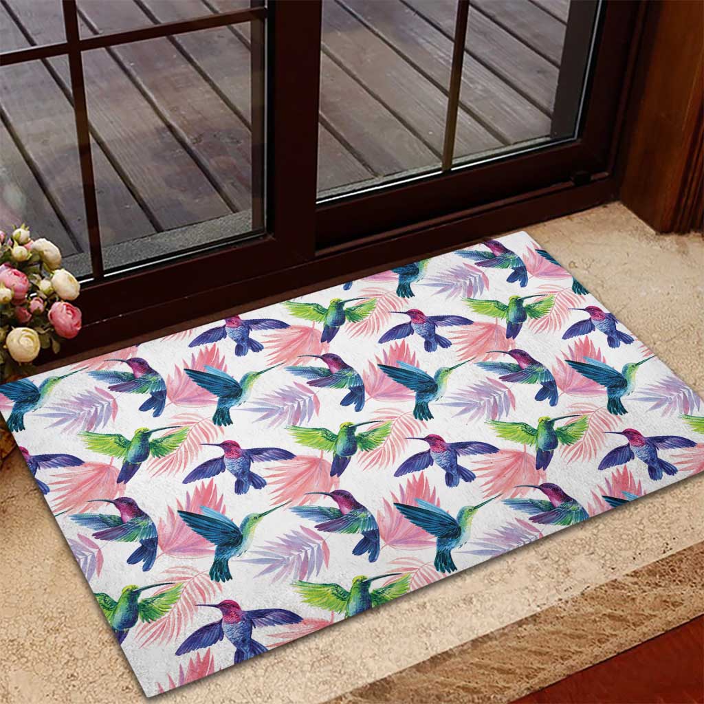 Hummingbirds Colorful Rubber Doormat Unique Stylized - Wonder Print Shop
