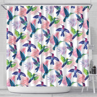 Hummingbirds Colorful Shower Curtain Unique Stylized - Wonder Print Shop