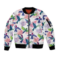 Hummingbirds Colorful Sleeve Zip Bomber Jacket Unique Stylized - Wonder Print Shop