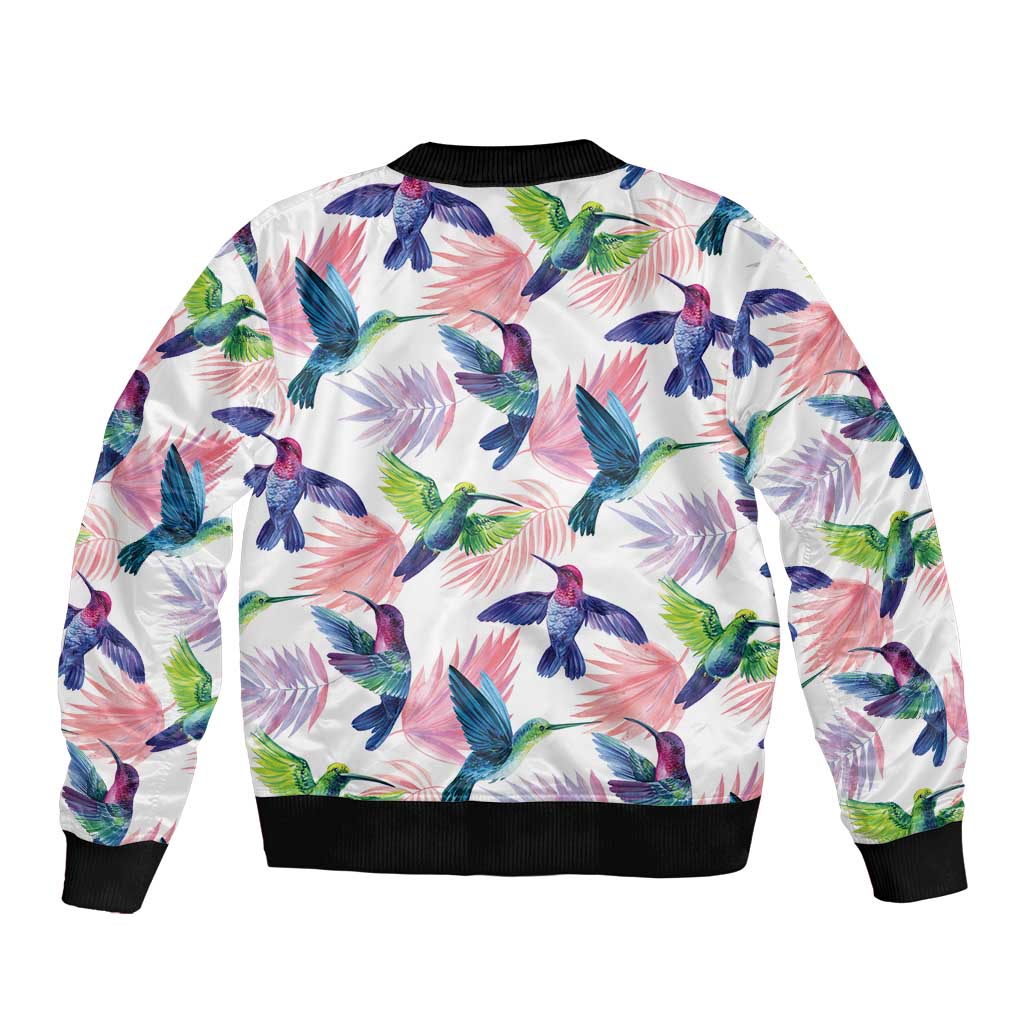 Hummingbirds Colorful Sleeve Zip Bomber Jacket Unique Stylized - Wonder Print Shop