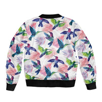 Hummingbirds Colorful Sleeve Zip Bomber Jacket Unique Stylized - Wonder Print Shop