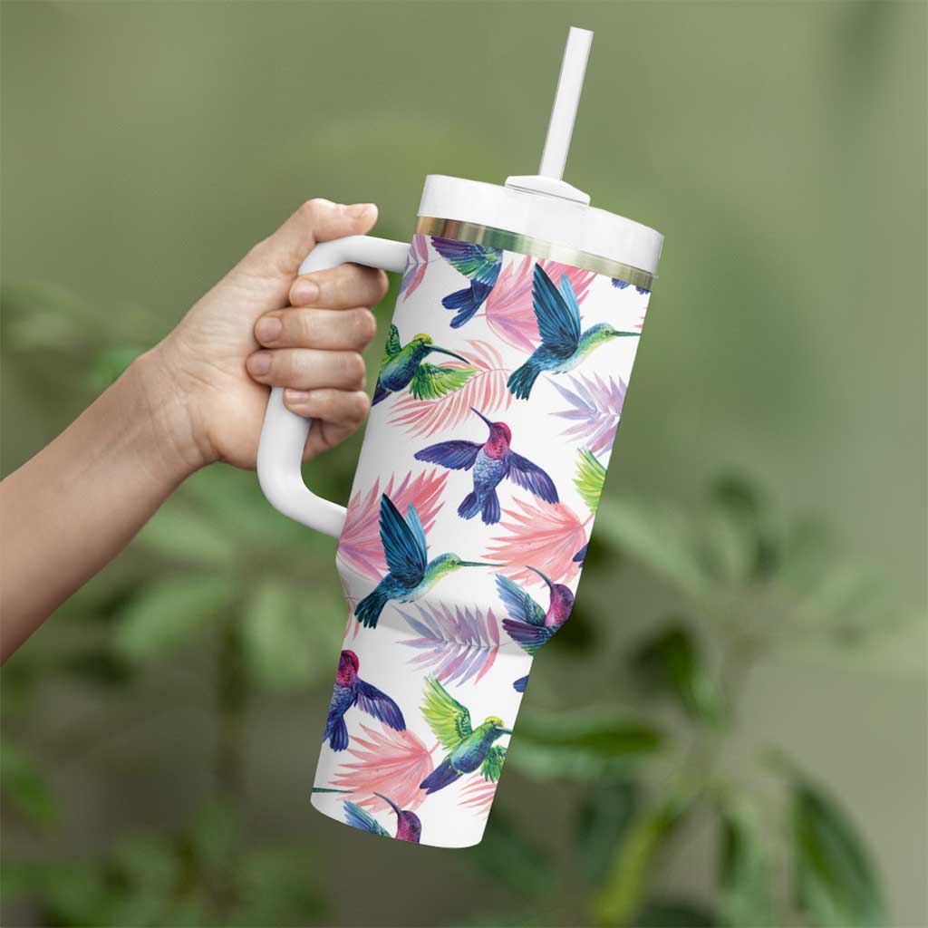 Hummingbirds Colorful Tumbler With Handle Unique Stylized - Wonder Print Shop