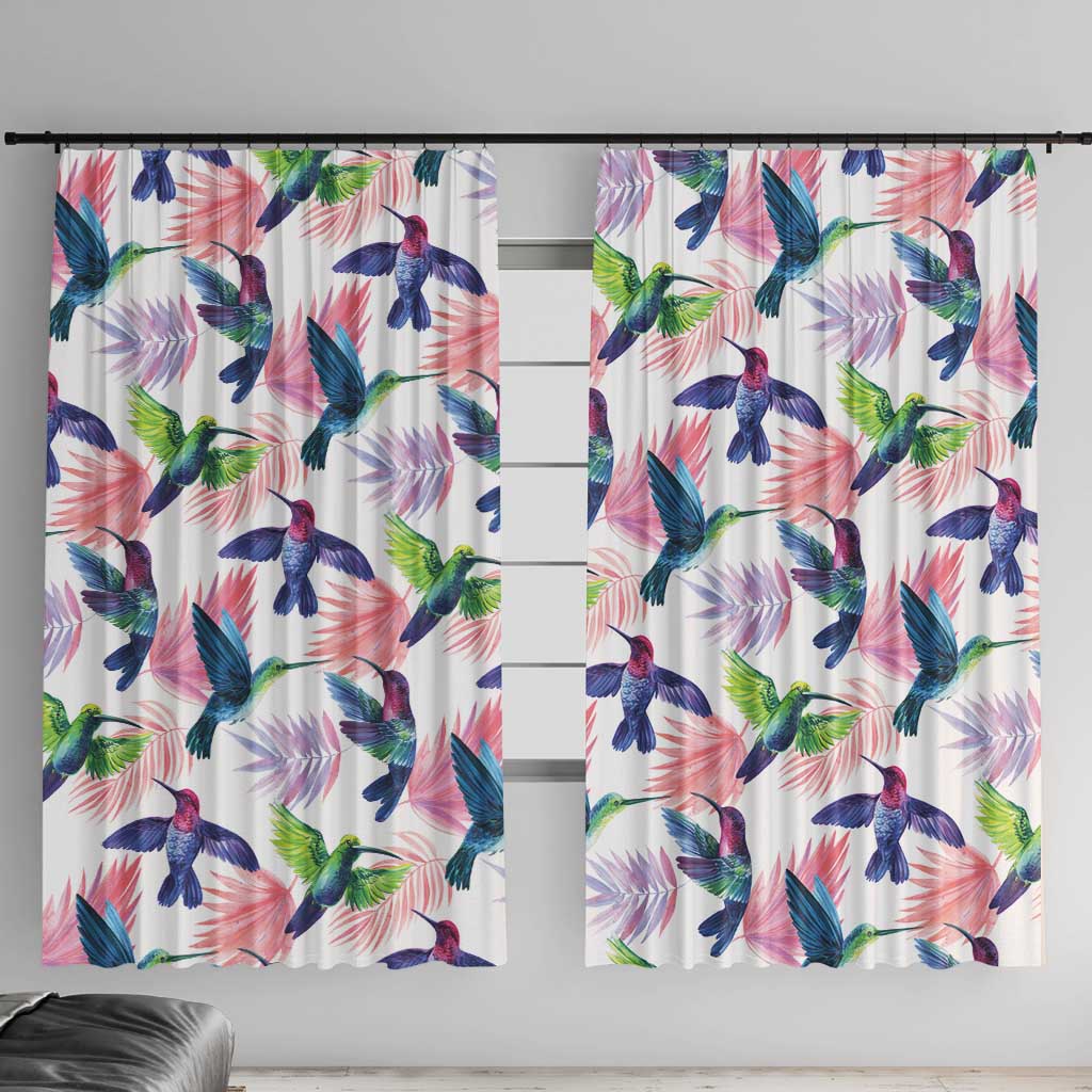 Hummingbirds Colorful Window Curtain Unique Stylized - Wonder Print Shop