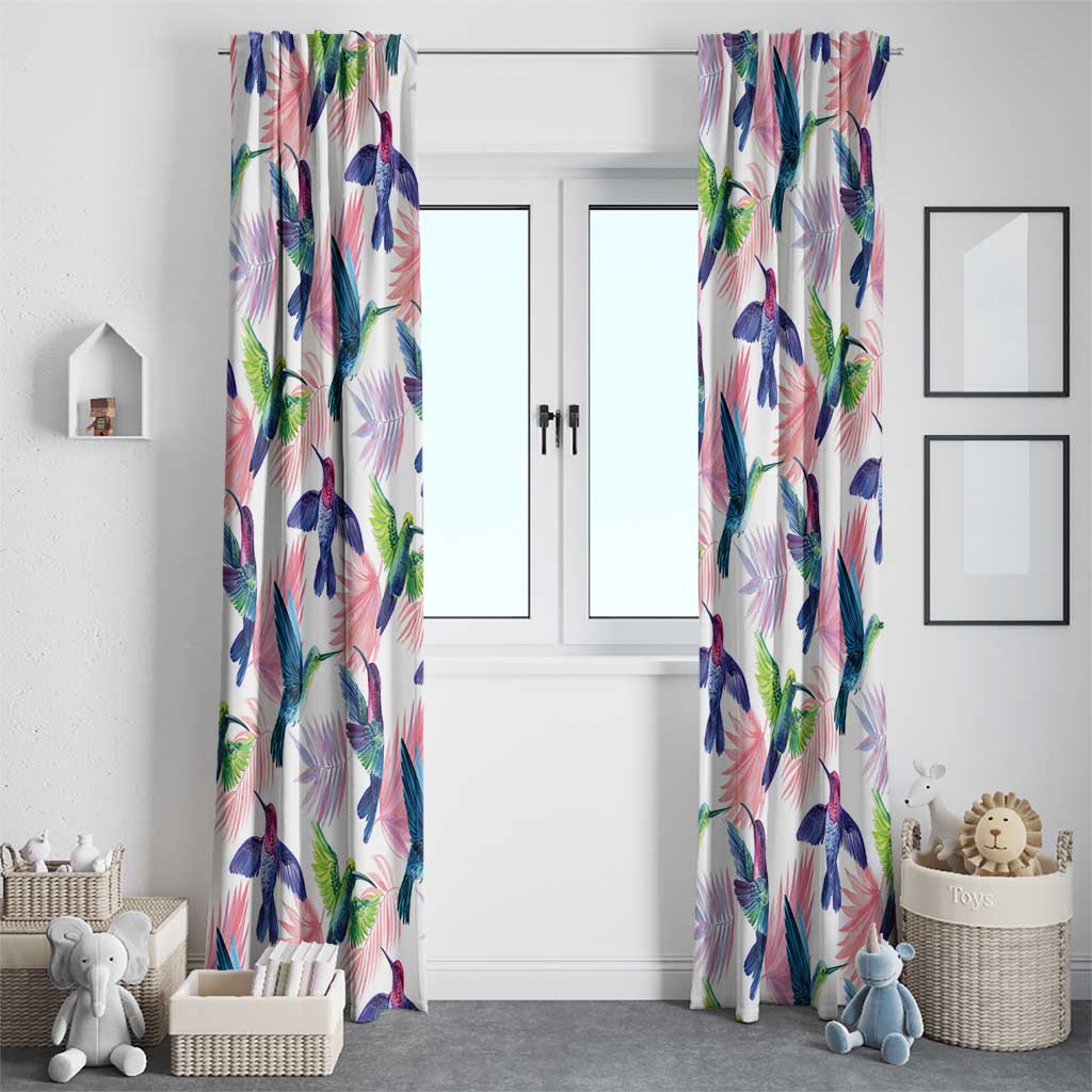Hummingbirds Colorful Window Curtain Unique Stylized - Wonder Print Shop