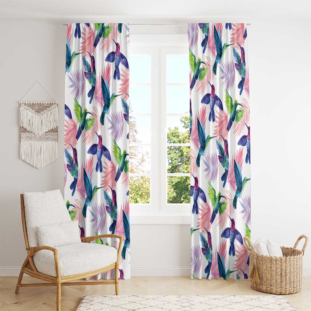 Hummingbirds Colorful Window Curtain Unique Stylized - Wonder Print Shop