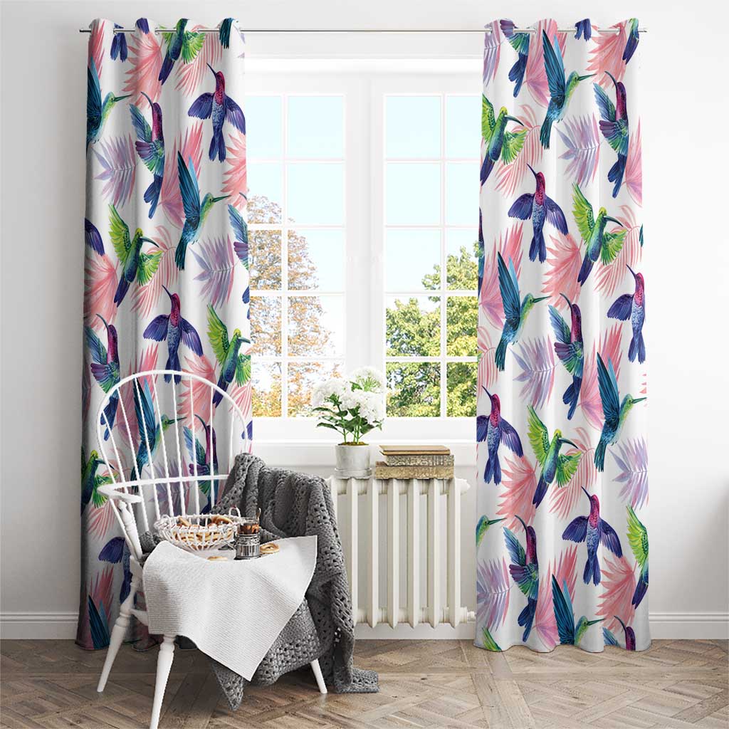 Hummingbirds Colorful Window Curtain Unique Stylized - Wonder Print Shop