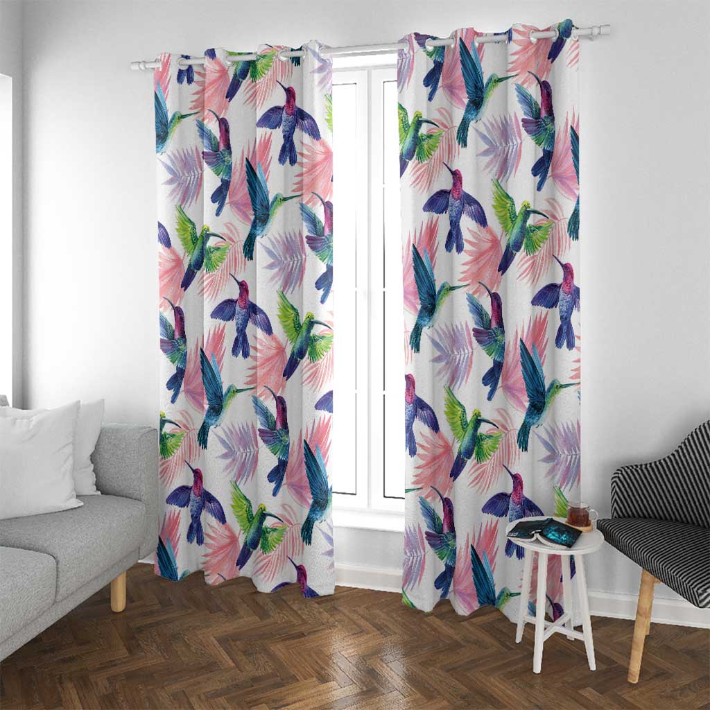 Hummingbirds Colorful Window Curtain Unique Stylized - Wonder Print Shop