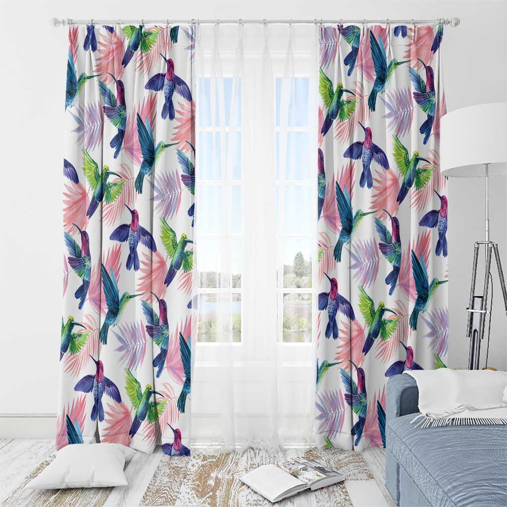 Hummingbirds Colorful Window Curtain Unique Stylized - Wonder Print Shop