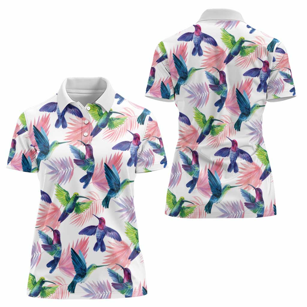 Hummingbirds Colorful Women Polo Shirt Unique Stylized - Wonder Print Shop