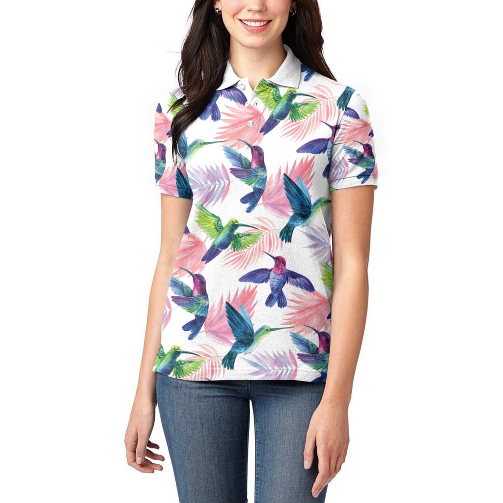Hummingbirds Colorful Women Polo Shirt Unique Stylized - Wonder Print Shop