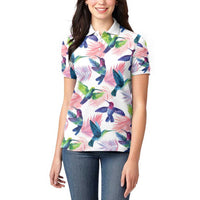 Hummingbirds Colorful Women Polo Shirt Unique Stylized - Wonder Print Shop