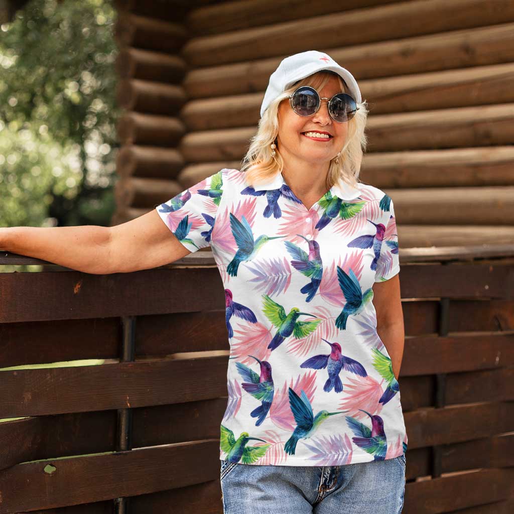 Hummingbirds Colorful Women Polo Shirt Unique Stylized - Wonder Print Shop