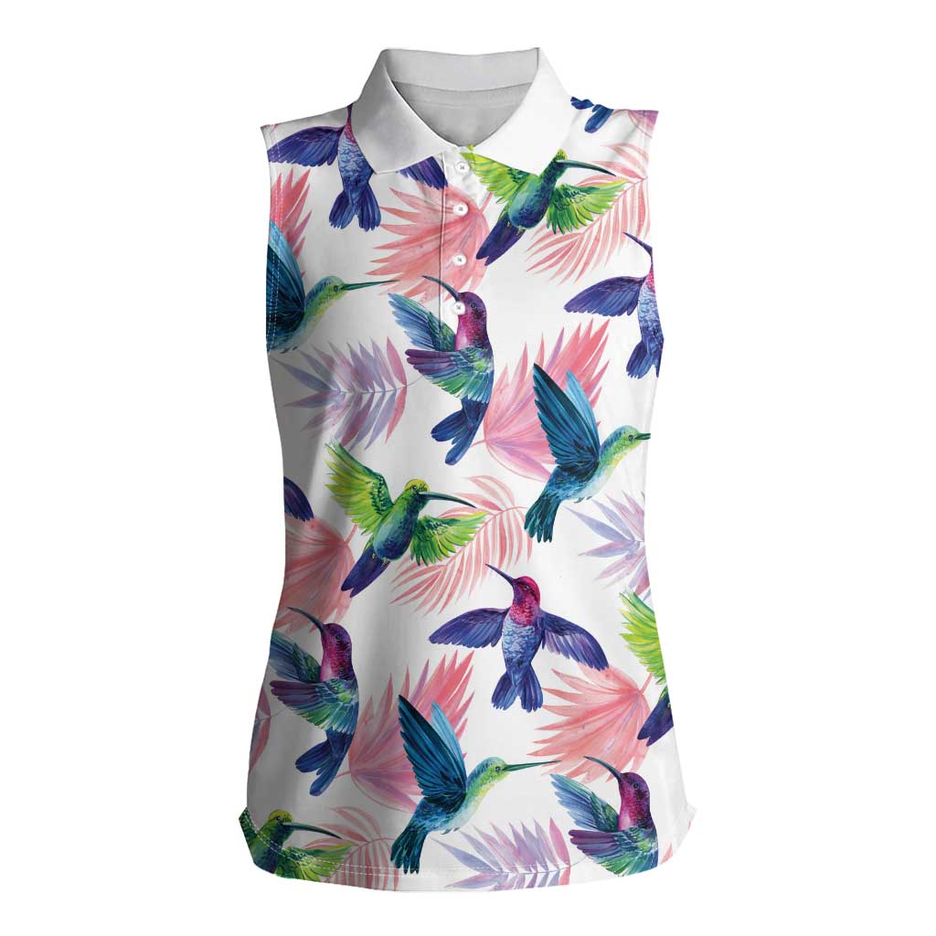 Hummingbirds Colorful Women Sleeveless Polo Shirt Unique Stylized - Wonder Print Shop