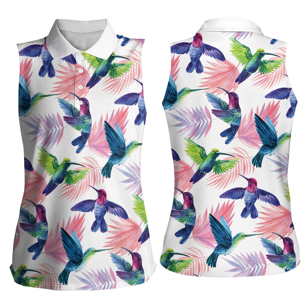 Hummingbirds Colorful Women Sleeveless Polo Shirt Unique Stylized - Wonder Print Shop