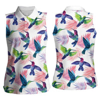 Hummingbirds Colorful Women Sleeveless Polo Shirt Unique Stylized - Wonder Print Shop