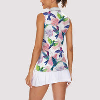 Hummingbirds Colorful Women Sleeveless Polo Shirt Unique Stylized - Wonder Print Shop