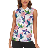 Hummingbirds Colorful Women Sleeveless Polo Shirt Unique Stylized - Wonder Print Shop