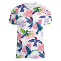 Hummingbirds Colorful Women V-Neck T-Shirt Unique Stylized - Wonder Print Shop