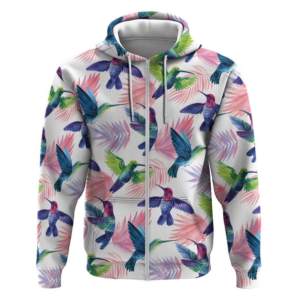 Hummingbirds Colorful Zip Hoodie Unique Stylized - Wonder Print Shop