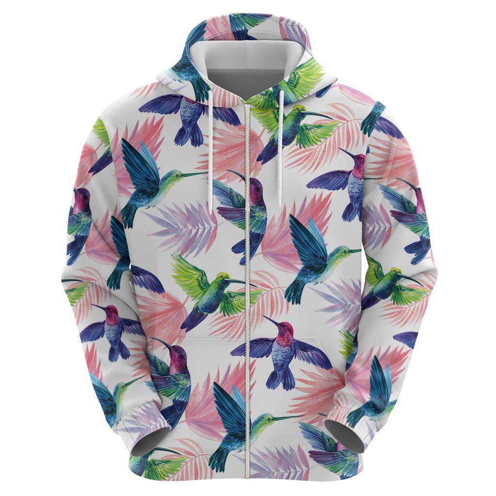 Hummingbirds Colorful Zip Hoodie Unique Stylized - Wonder Print Shop