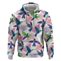 Hummingbirds Colorful Zip Hoodie Unique Stylized - Wonder Print Shop