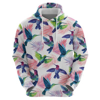 Hummingbirds Colorful Zip Hoodie Unique Stylized - Wonder Print Shop