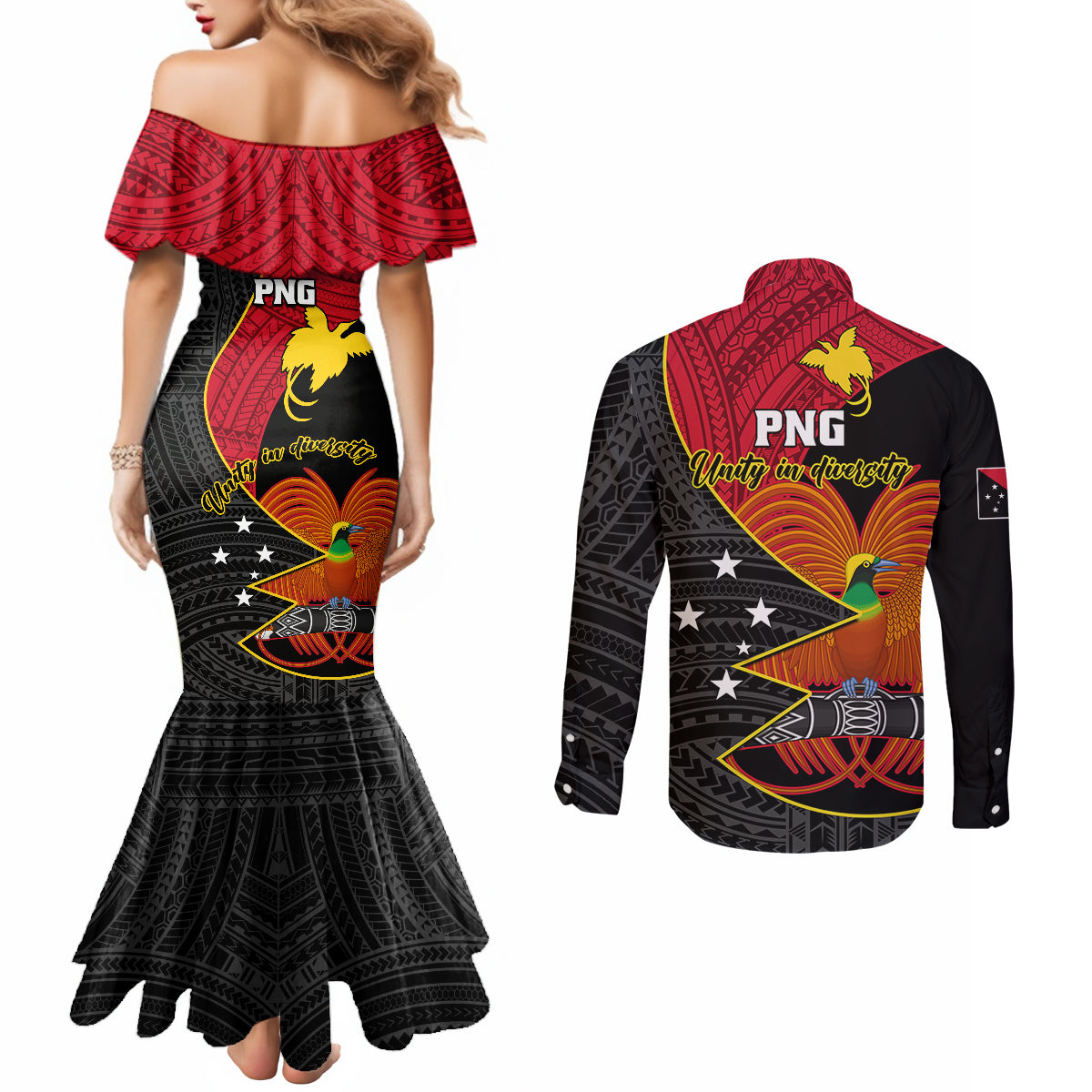 papua-new-guinea-independence-day-couples-matching-mermaid-dress-and-long-sleeve-button-shirts-happy-png-48th-anniversary