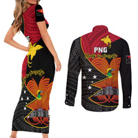 Papua New Guinea Independence Day Couples Matching Short Sleeve Bodycon Dress and Long Sleeve Button Shirts Happy PNG 48th Anniversary - Wonder Print Shop