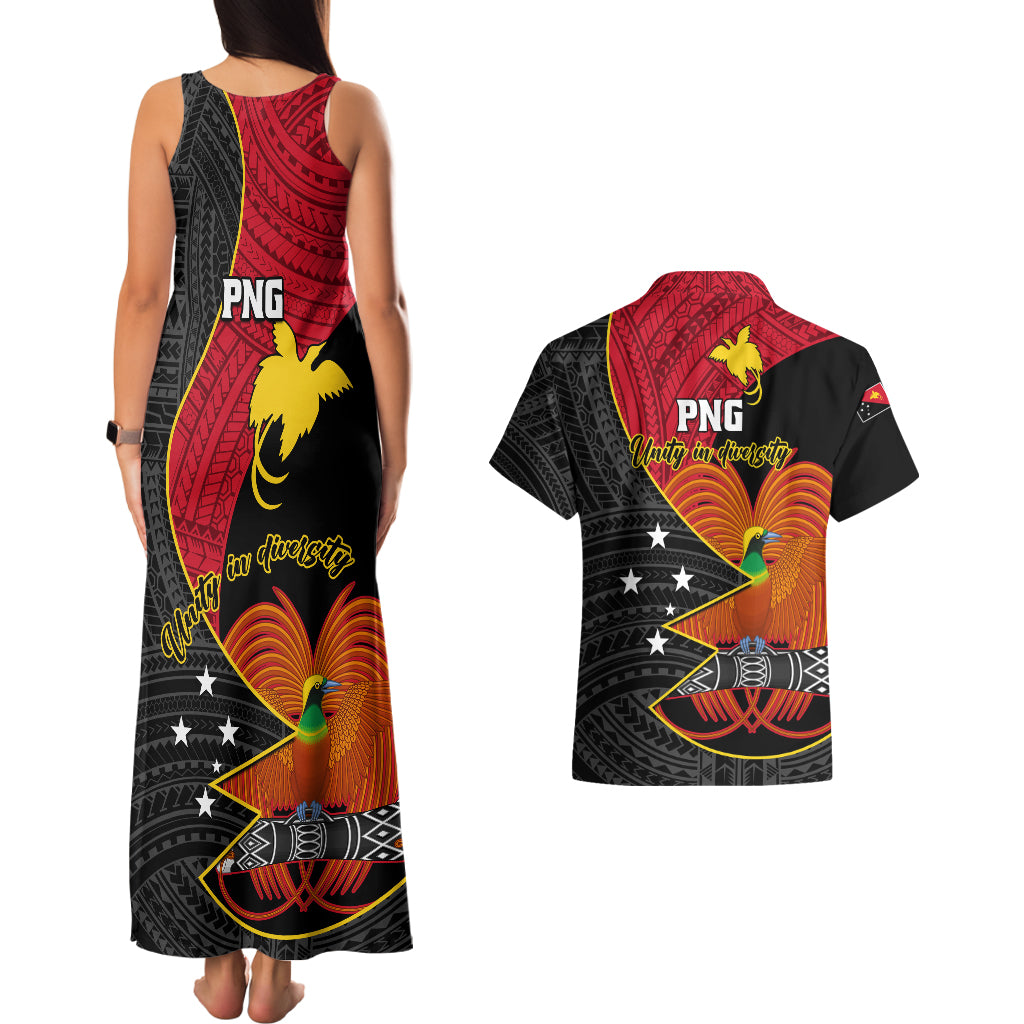 Papua New Guinea Independence Day Couples Matching Tank Maxi Dress and Hawaiian Shirt Happy PNG 48th Anniversary - Wonder Print Shop