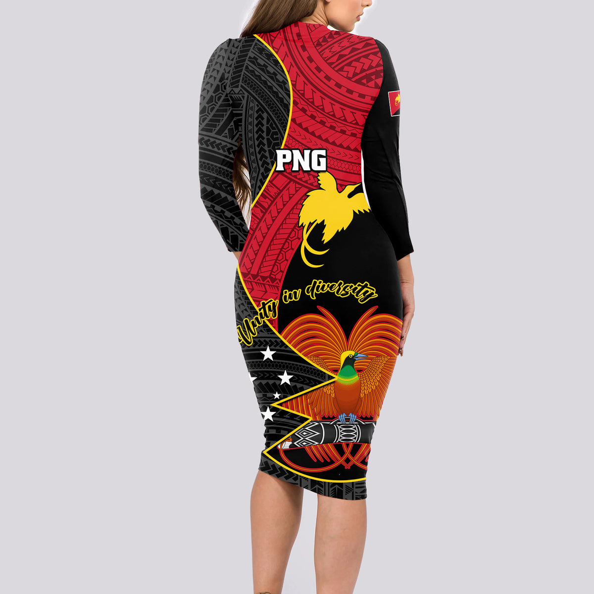 Papua New Guinea Independence Day Long Sleeve Bodycon Dress Happy PNG 48th Anniversary - Wonder Print Shop
