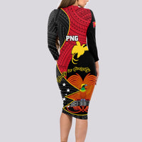 Papua New Guinea Independence Day Long Sleeve Bodycon Dress Happy PNG 48th Anniversary - Wonder Print Shop
