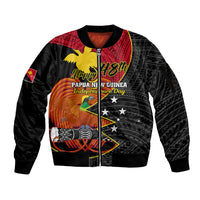 Papua New Guinea Independence Day Sleeve Zip Bomber Jacket Happy PNG 48th Anniversary - Wonder Print Shop