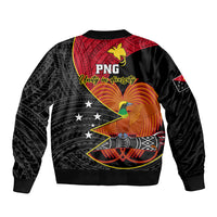 Papua New Guinea Independence Day Sleeve Zip Bomber Jacket Happy PNG 48th Anniversary - Wonder Print Shop