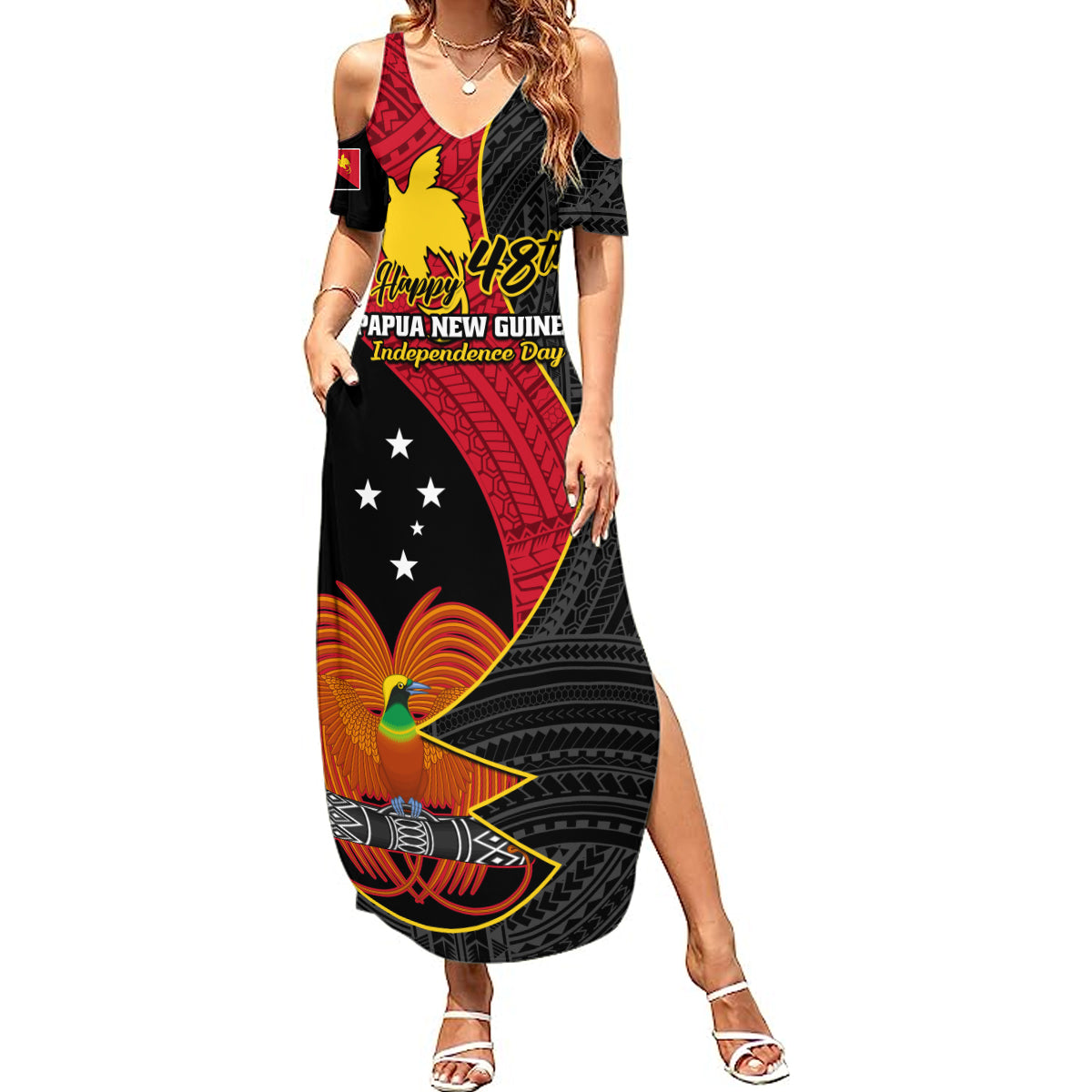 Papua New Guinea Independence Day Summer Maxi Dress Happy PNG 48th Anniversary - Wonder Print Shop