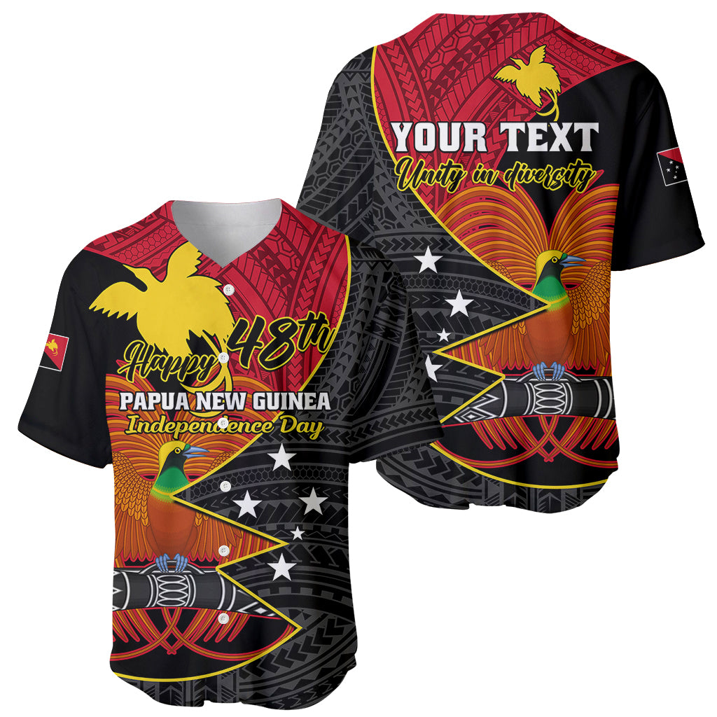 Personalised Papua New Guinea Independence Day Baseball Jersey Happy PNG 48th Anniversary - Wonder Print Shop