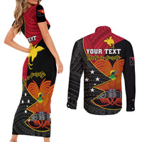 Personalised Papua New Guinea Independence Day Couples Matching Short Sleeve Bodycon Dress and Long Sleeve Button Shirts Happy PNG 48th Anniversary - Wonder Print Shop