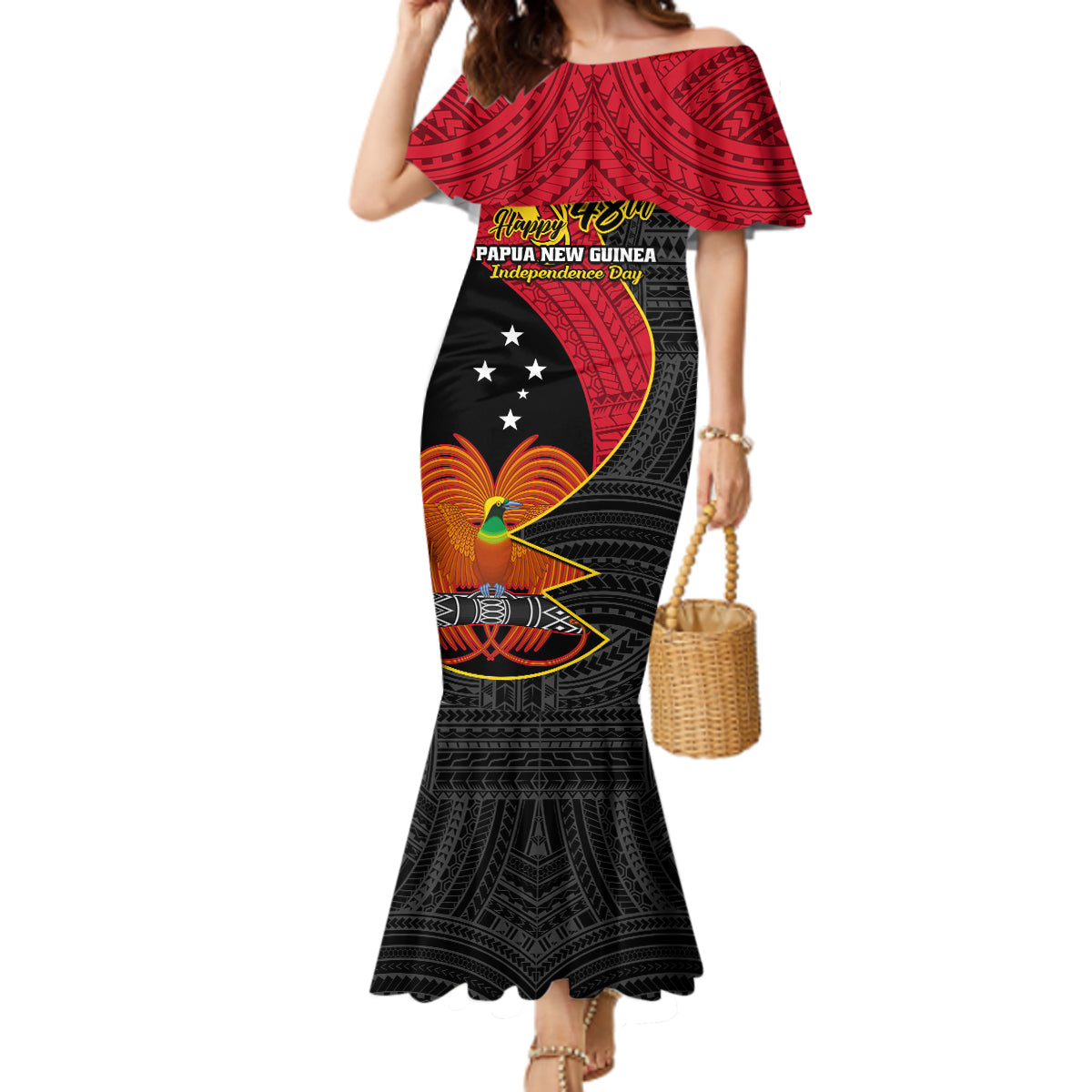Personalised Papua New Guinea Independence Day Mermaid Dress Happy PNG 48th Anniversary - Wonder Print Shop