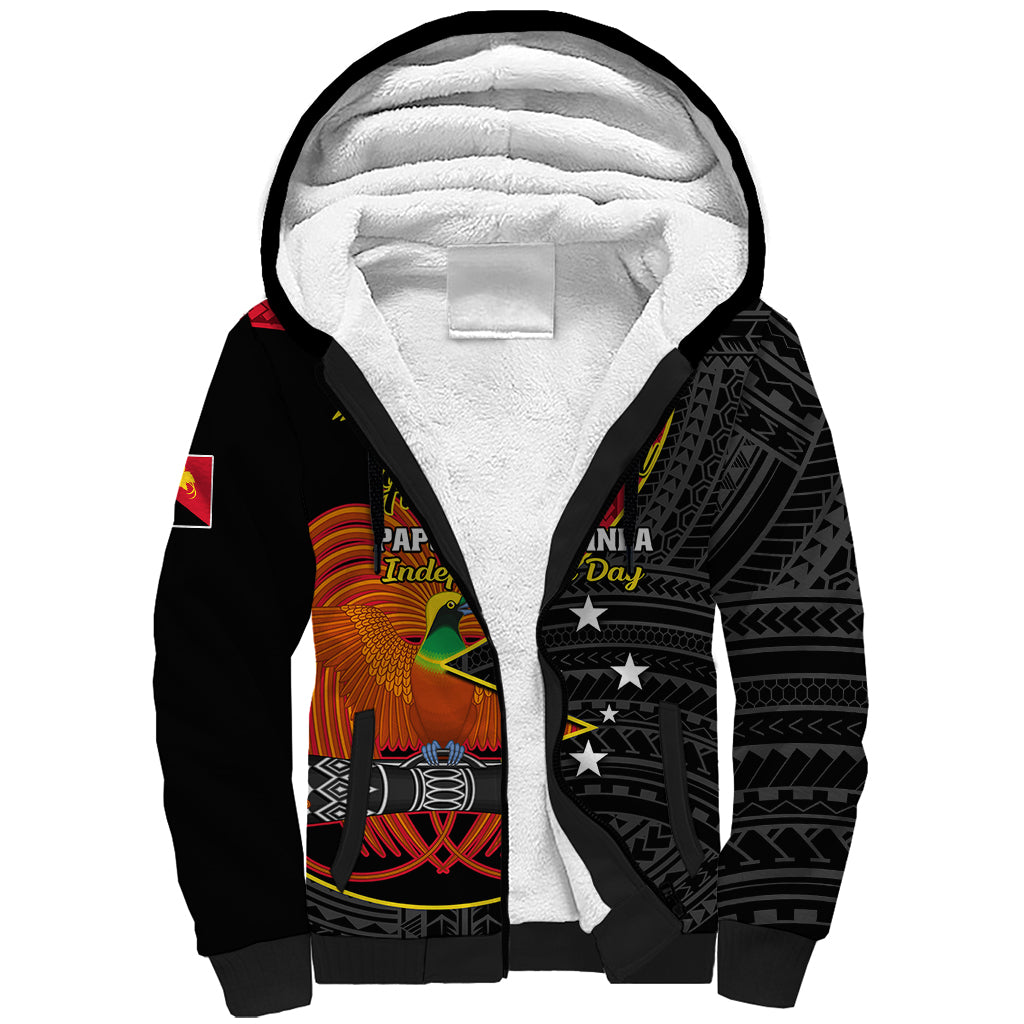 Personalised Papua New Guinea Independence Day Sherpa Hoodie Happy PNG 48th Anniversary - Wonder Print Shop