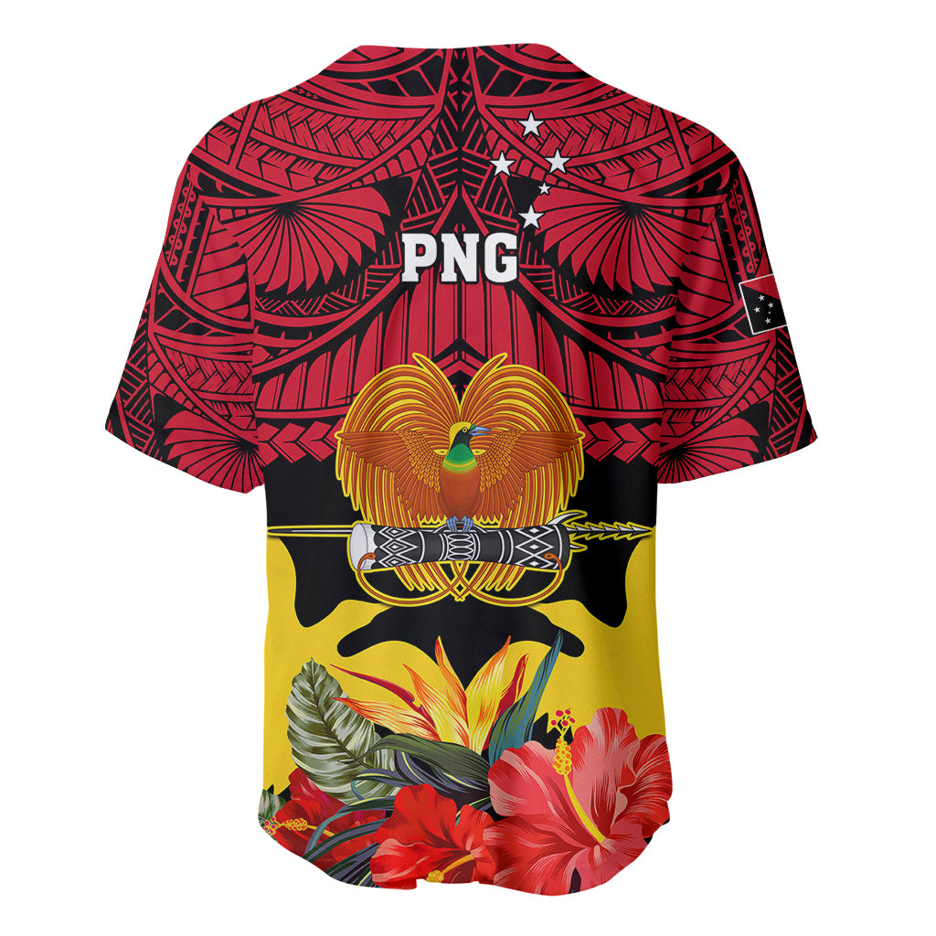 Papua New Guinea Baseball Jersey Bird Of Paradise Mix Polynesian Pattern - Wonder Print Shop