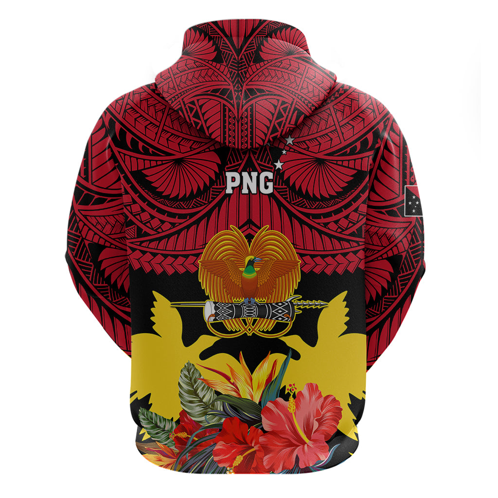 Papua New Guinea Hoodie Bird Of Paradise Mix Polynesian Pattern - Wonder Print Shop