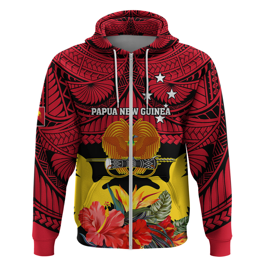 Papua New Guinea Hoodie Bird Of Paradise Mix Polynesian Pattern - Wonder Print Shop