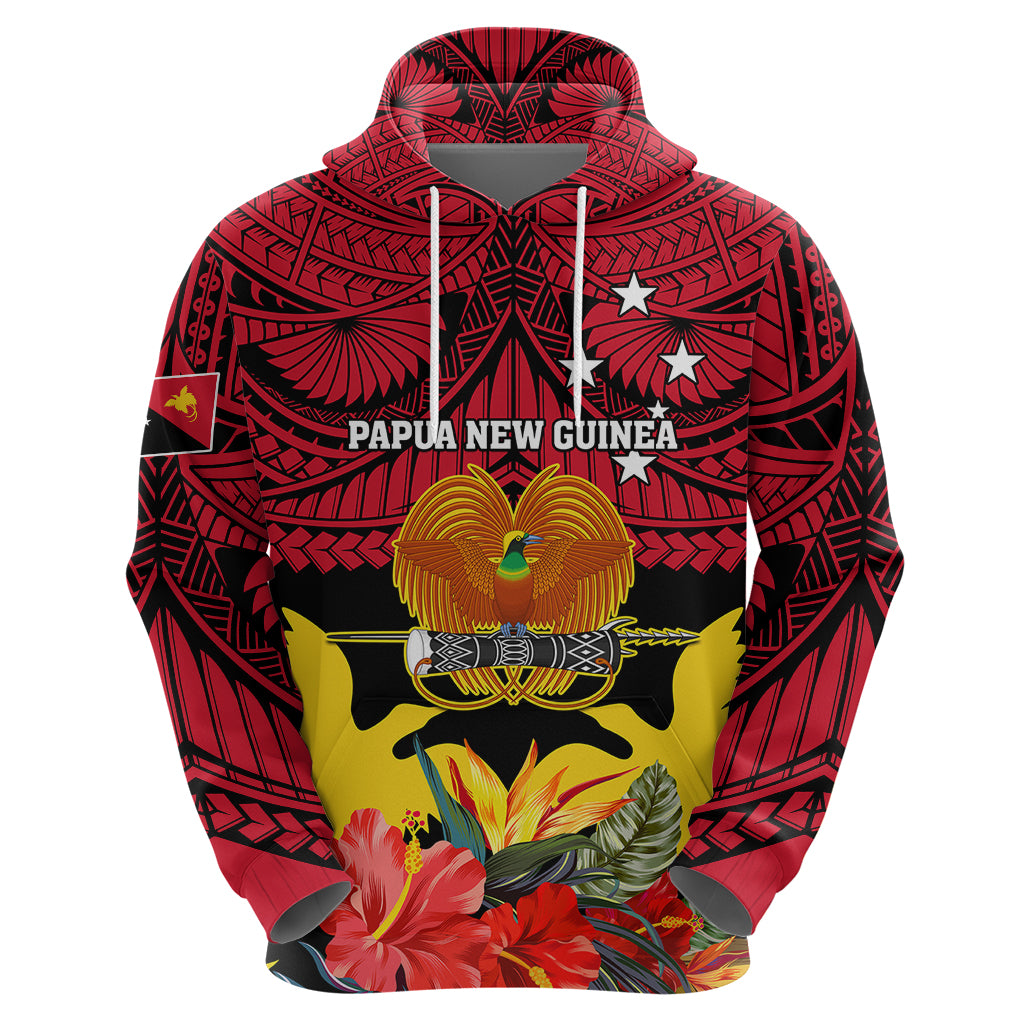 Papua New Guinea Hoodie Bird Of Paradise Mix Polynesian Pattern - Wonder Print Shop