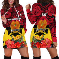 Papua New Guinea Hoodie Dress Bird Of Paradise Mix Polynesian Pattern - Wonder Print Shop