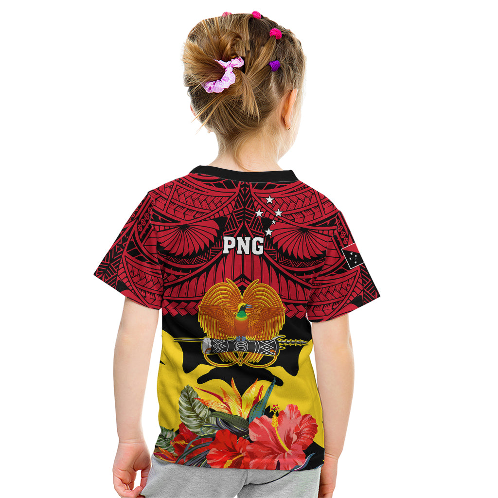 Papua New Guinea Kid T Shirt Bird Of Paradise Mix Polynesian Pattern - Wonder Print Shop