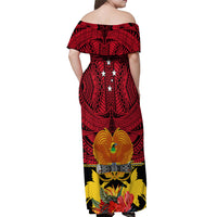 Papua New Guinea Off Shoulder Maxi Dress Bird Of Paradise Mix Polynesian Pattern - Wonder Print Shop