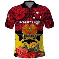 Papua New Guinea Polo Shirt Bird Of Paradise Mix Polynesian Pattern - Wonder Print Shop