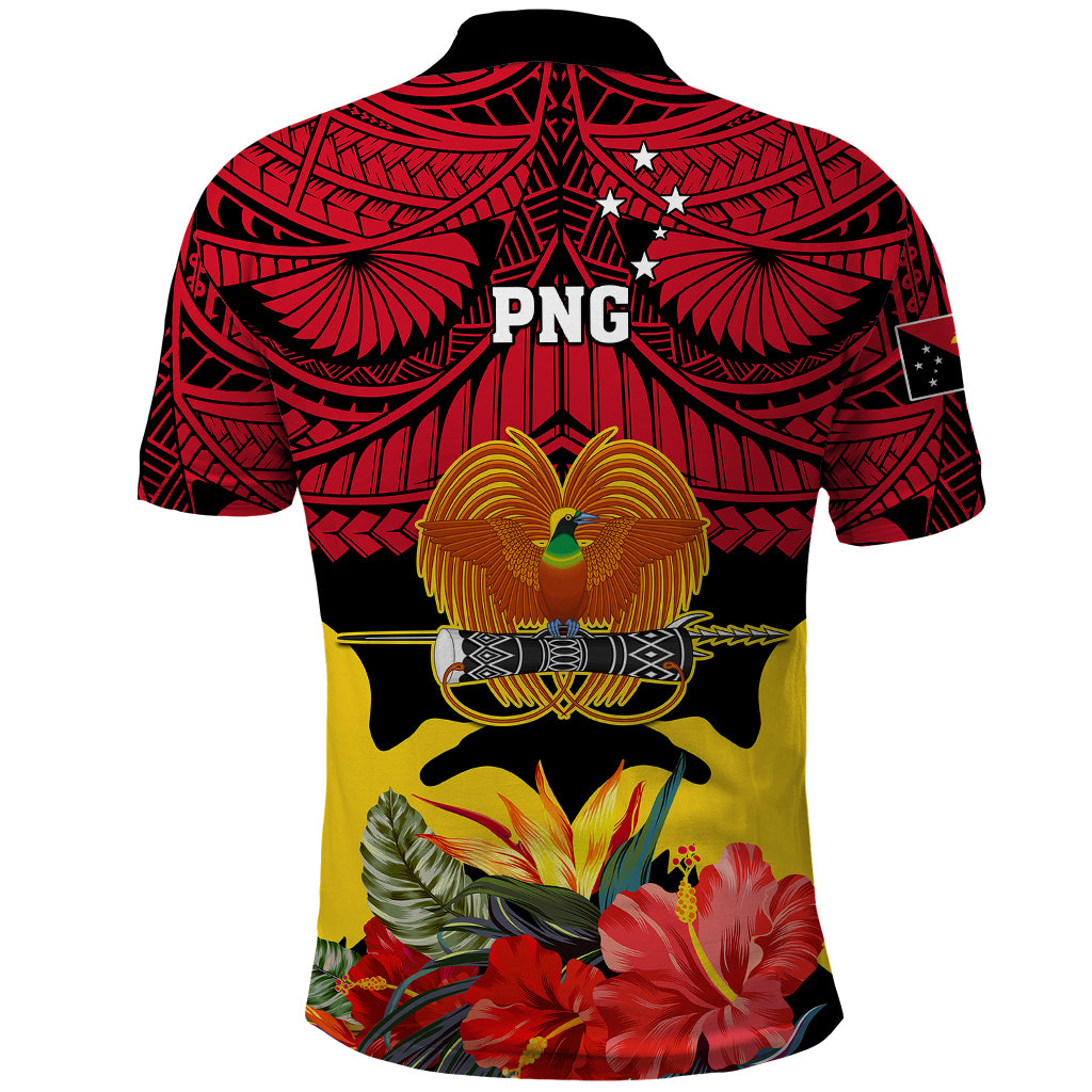Papua New Guinea Polo Shirt Bird Of Paradise Mix Polynesian Pattern - Wonder Print Shop