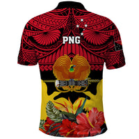Papua New Guinea Polo Shirt Bird Of Paradise Mix Polynesian Pattern - Wonder Print Shop